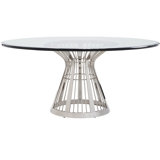 Ariana Riviera Stainless Dining Table with Glass Top