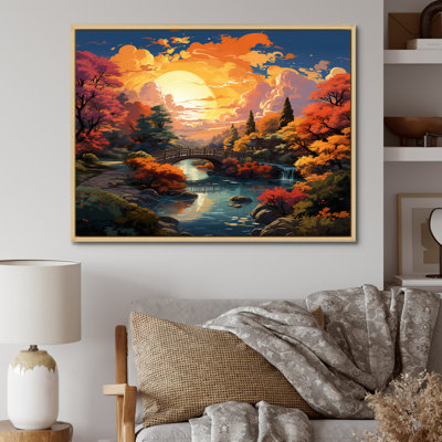 «Glorious Sunset Over Beautiful Autumn Garden», reproduction sur toile
