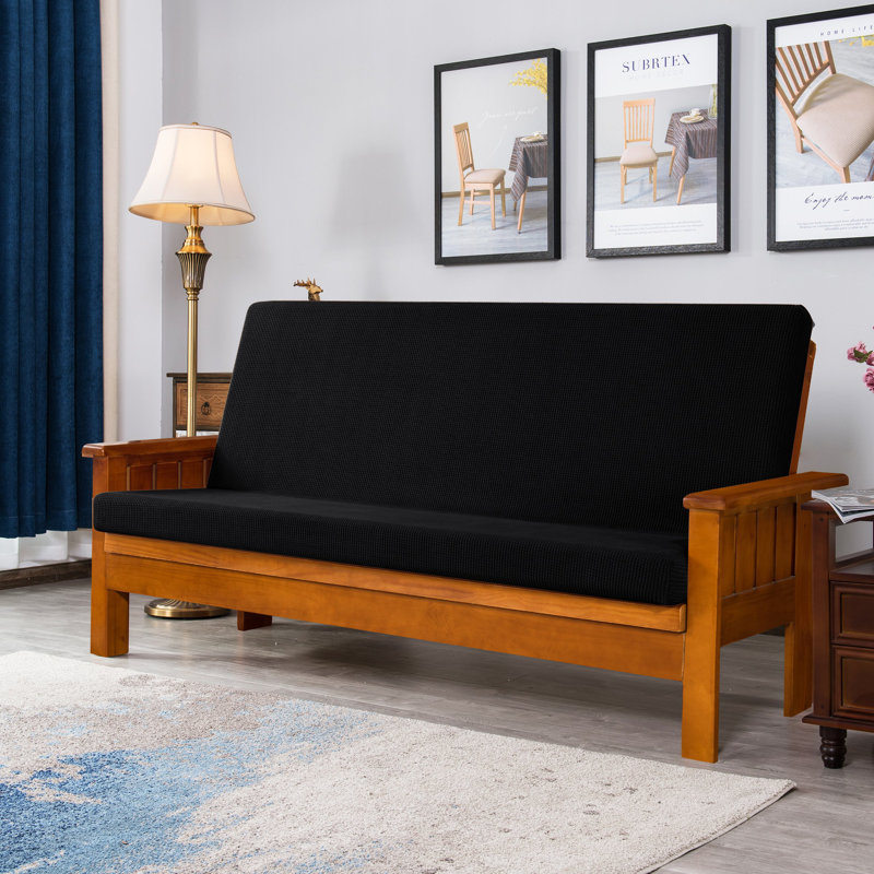 Housse pour futon lavable à coussins carrés extensible texturée, Vin