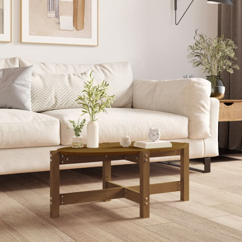 Wroblewski Solid Wood Four Leg Coffee Table, 35cm H x 87cm W x 48cm D, Brown