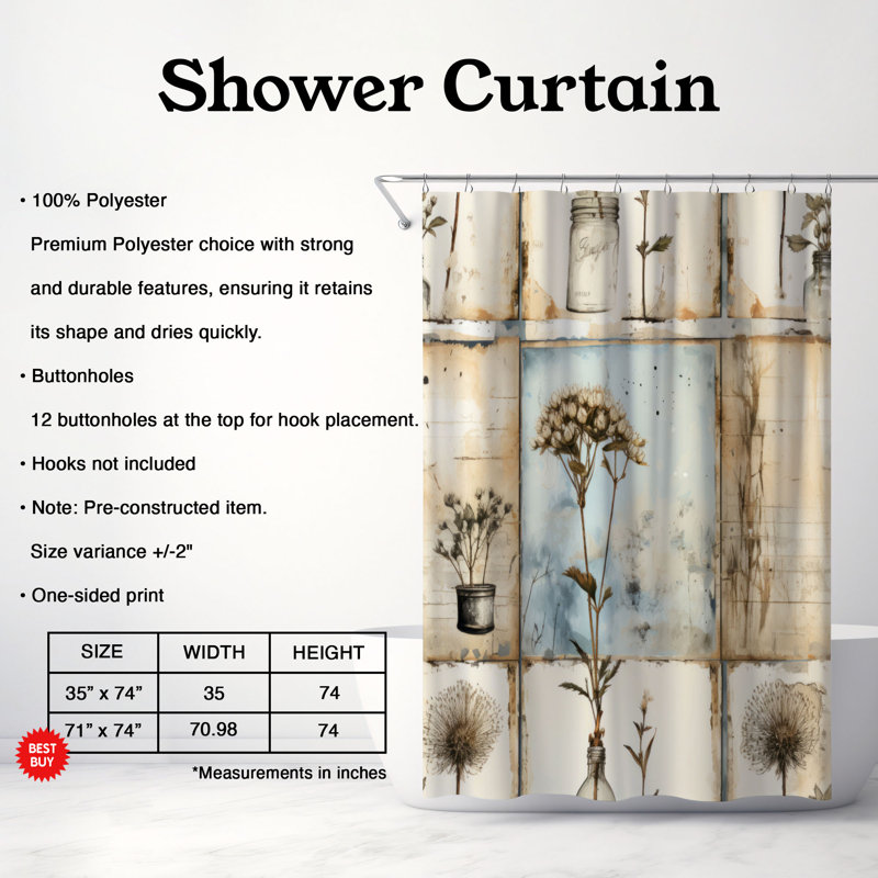 Wintery Branches - Rideau de douche Premium, H 74 po x l 71 po