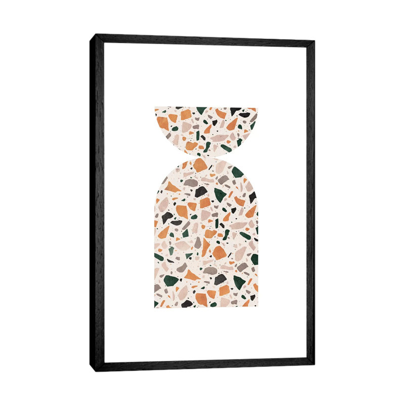 Abstract Terrazzo 1 Piece Painting on Canvas, 152.4cm H x 101.6cm W x 3.81cm D, Black Framed