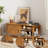 55.1'' Wooden TV Stand For Tvs Up To 60 Inch, Entertainment Center, Console Cabinet With Power Outlet And Ample Storage Place(Yellow Walnut)-334326860-334326861