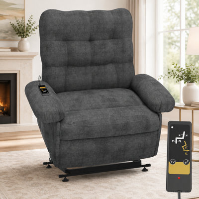 3-Motor Power Lift Recliner Chair For Elderly – Gray, Zero Gravity, Side Pocket, Pet-Friendly Fabric