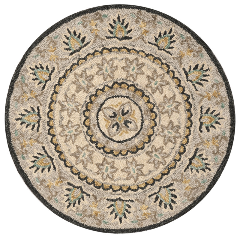 Braley Novelty Hand Tufted Wool And Cotton With Latex Oriental Rug, Round 5'