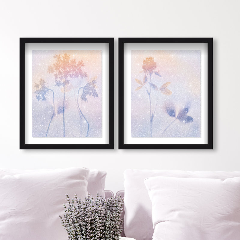 Lavender Shadows Set Set by Oliver Gal, 17.5"H x 21.5"W, Black Shadowbox