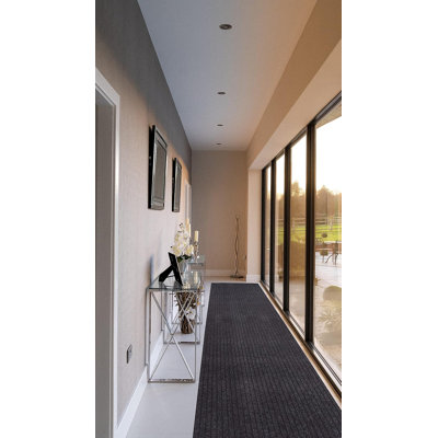 Tapis à rayures antidérapantes noir et blanc à l'intérieur et à l'extérieur pour couloir commercial et résidentiel