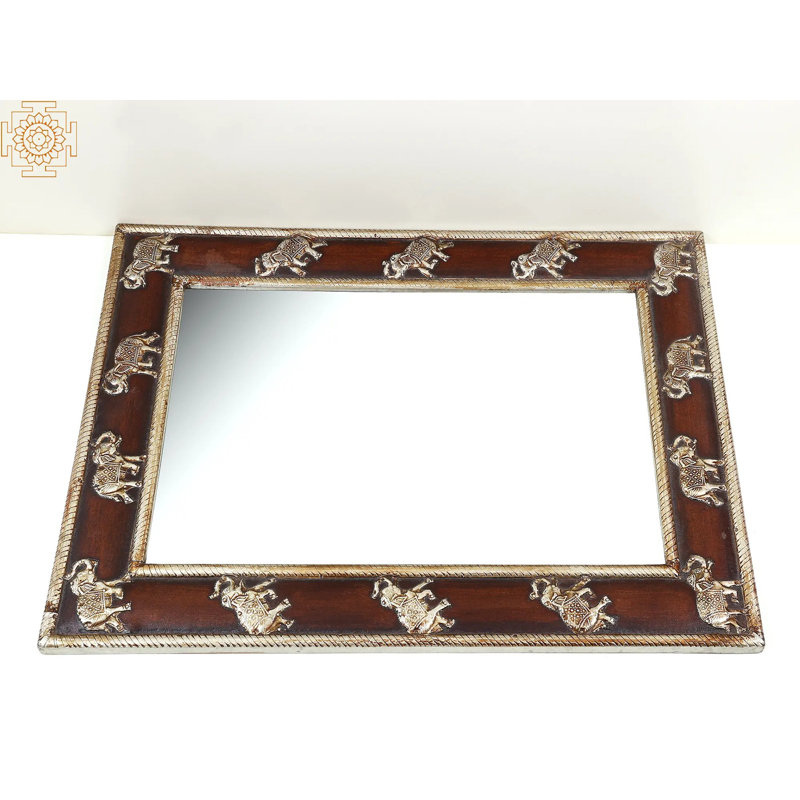 Miroir rectangulaire 23 po avec cadre en bois Elephand Crafing | Fait à la main