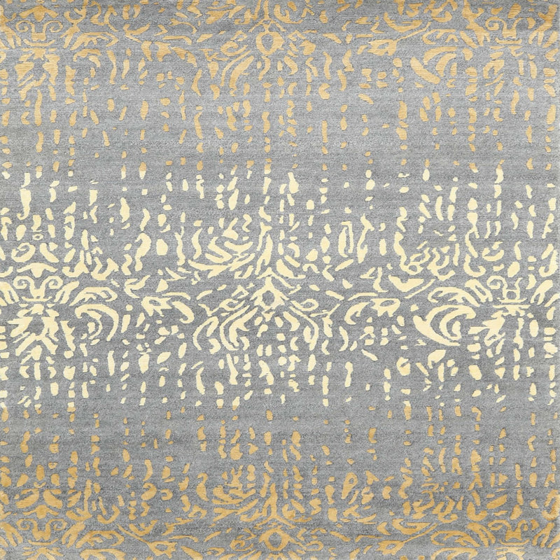 Tapis gris/crème/brun contemporain, Carré 5 pi