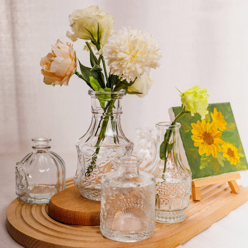 Ensemble de vases en verre 12 pièces, petits vases à fleurs pour centres de table en vrac, Blanc 