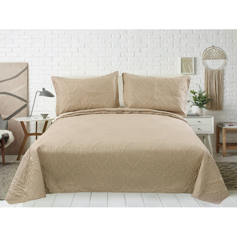 Ensemble de courtepointe 2 pièces Marina, Courtepointe simple + 1 taie décorative simple, Taupe