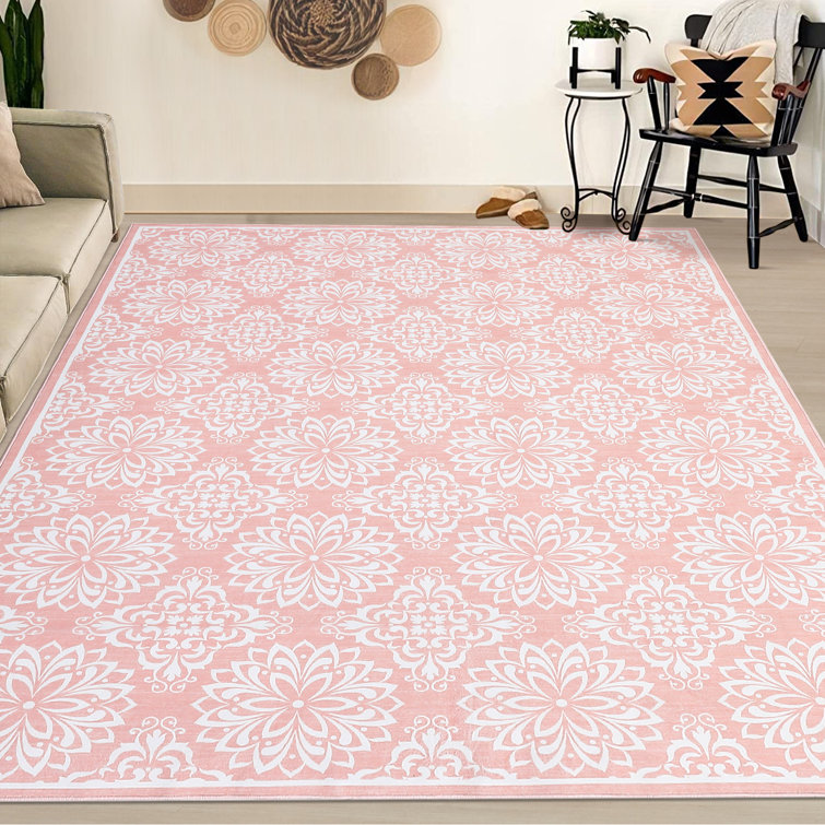 Cleamon Washable Floral Indoor Rug