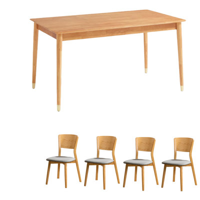Ensemble de table de salle à manger rectangulaire en bois massif L 55,1 po x l 31,5 po
