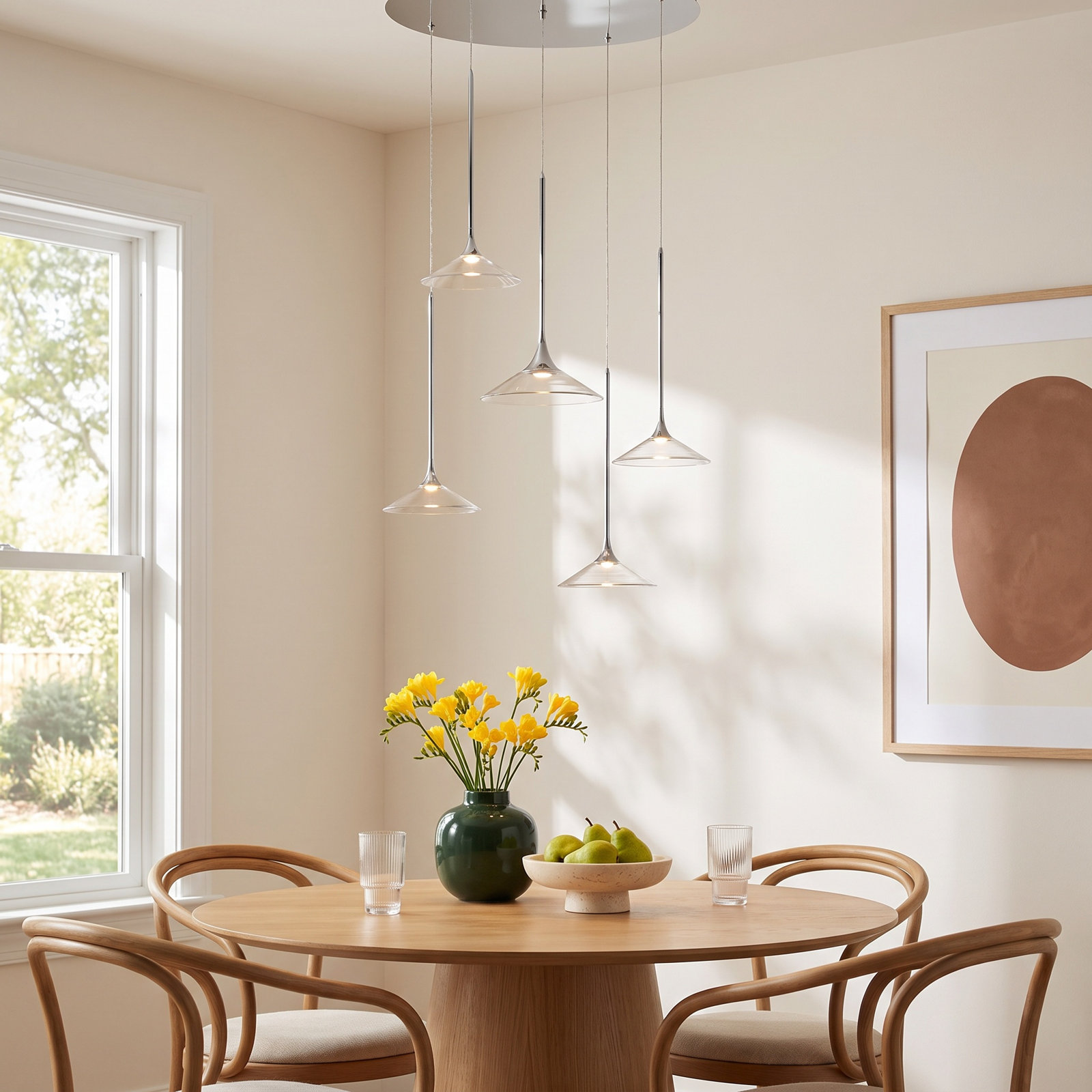 Hira 5 Light Crystal Dimmable LED Pendant