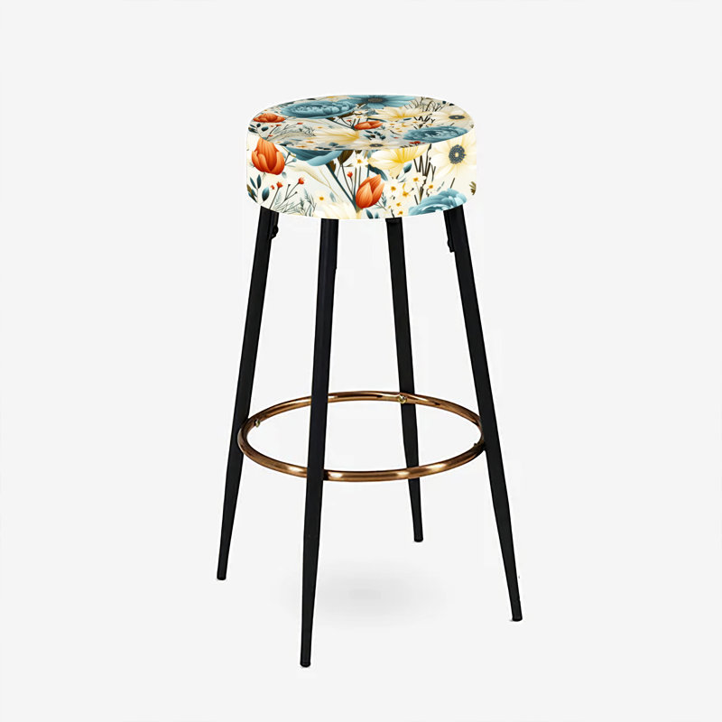 Blue Boho Floral Harmony - Ensemble de 2 tabourets floraux