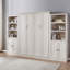 Grand lit escamotable semi-fermé et ouvert pour grand lit avec 2 tablettes de rangement latérales pour armoire, lit peu encombrant pour armoire, parfait pour chambre d'amis, chambre à coucher, chambre d'amis, bureau personnel, blanc rustique