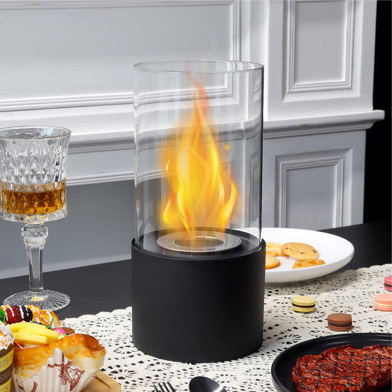 Black Metal Bio-Ethanol Free-Standing Outdoor Tabletop Fireplace