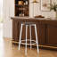 Tabouret de bar carré en métal blanc rétro et bambou grain de bois pressé espresso - ensemble de 2
