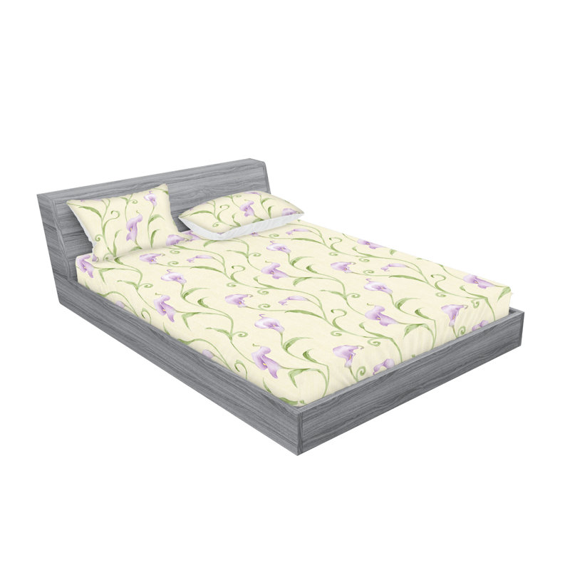 Drap-housse et taies décoratives 3 pièces Ambesonne, Ensemble de draps pour grand lit avec 2 taies d'or