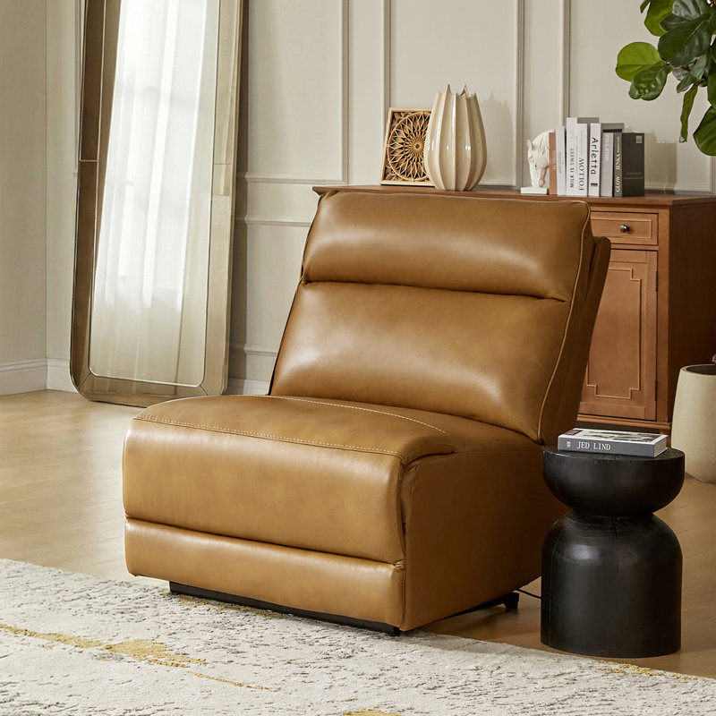  Fauteuil d'appoint moderne en cuir véritable l 32,5 po Ednar