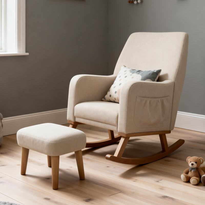 Babymore Callie Nursing Chair with Stool - Oatmeal