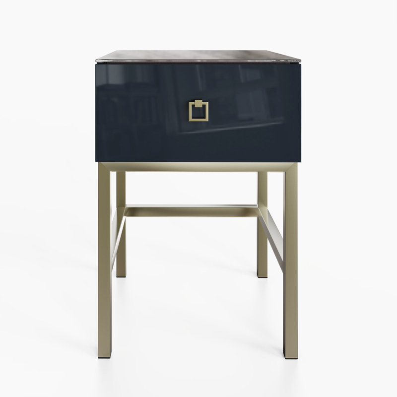 LYRA ALABASTER Side Table, Blue, Black