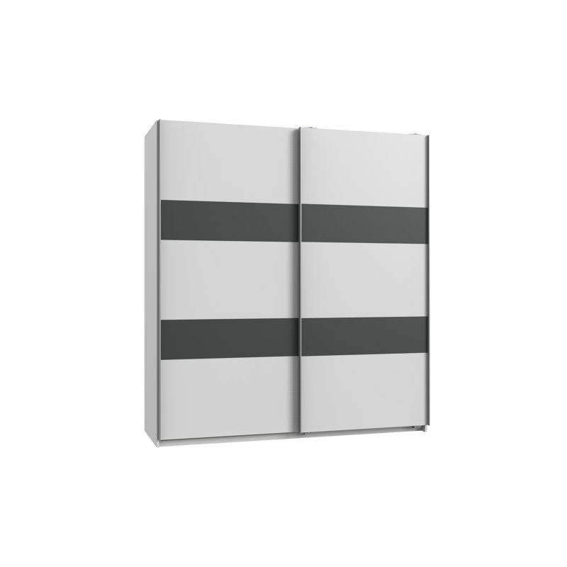Galahad 2 Door Manufactured Wood Wardrobe, 198cm H x 135cm W x 64cm D, White/Graphite