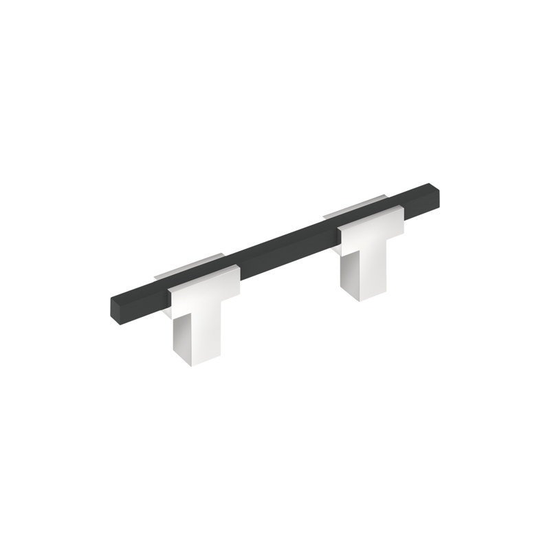 Poignée barre Urbanite, Chrome poli / noir mat brossé, 3"