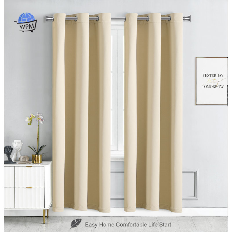 Blackout Drapes Curtains / Drapes Pair, Beige , 42" W x 84" L