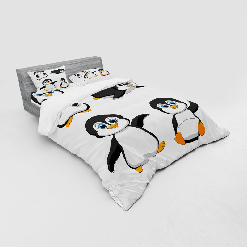Ensemble de housse de couette en microfibre noir / bleu / orange, Housse de couette grand + 3 pièces supplémentair