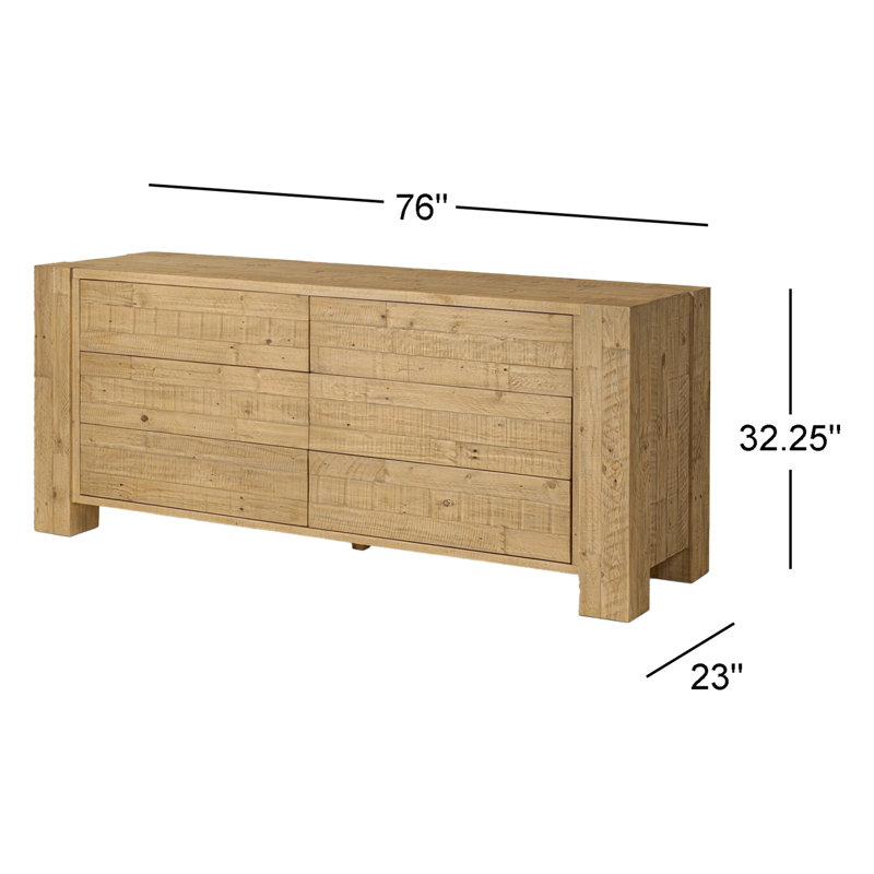 Perot 6 - Drawer Dresser, Light Blonde Pine