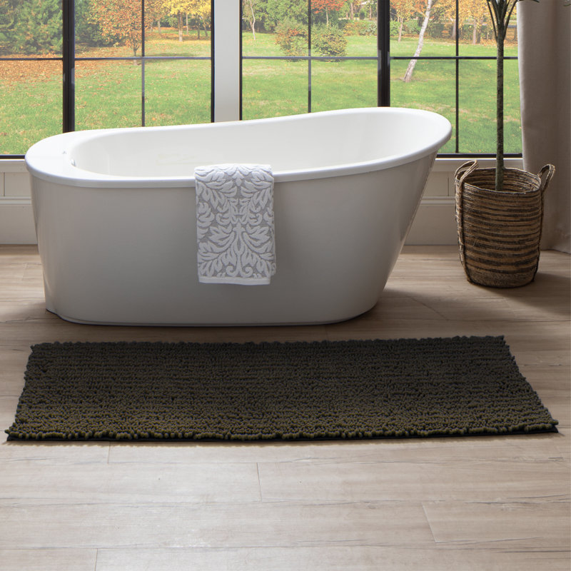 Tapis pour salle de bain Wagnon, Blanc arctique, L 27 po x L 45 po