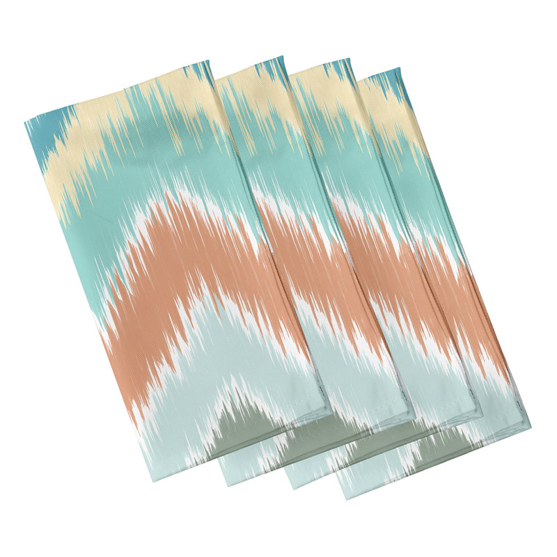 Ensemble de serviettes 4 pièces Ikat-Arina, L 18 po x L 18 po, Jade