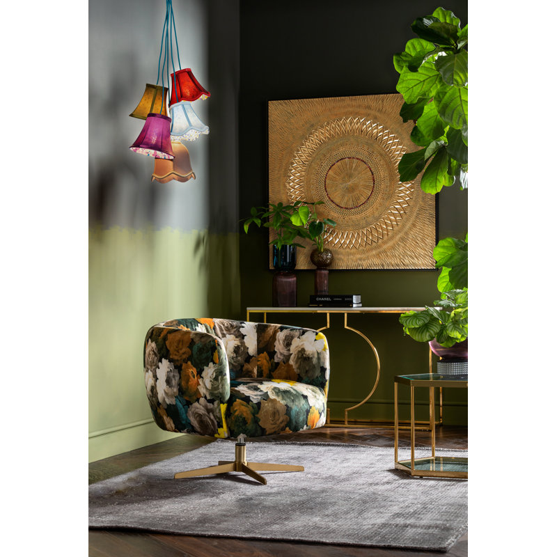 5 - Light Pendant Lamp Saloon Flowers, Pink/Grey/Red, 92cm H x 45cm W x 45 cm D, 5