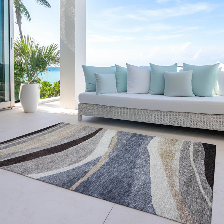 Machine Washable Indoor/Outdoor Chayden ACN1098 Blue Rug
