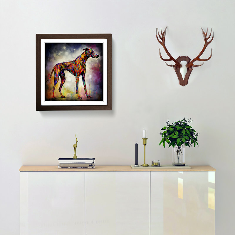 Greyhound Dog Abstract No.2 - Single Picture Frame Print, Walnut