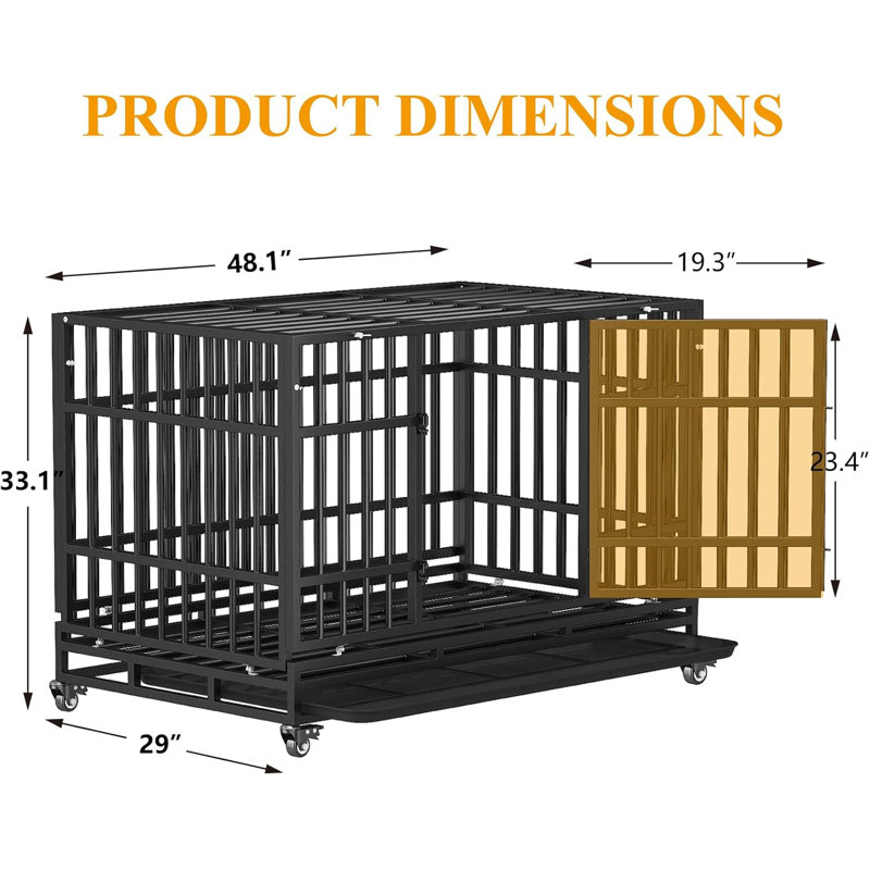 Cage à chien 48 po robuste à l'épreuve des fuites