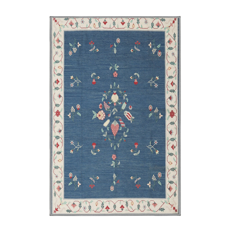 Tapis contemporain bleu, Rectangle 2 pi x 4 pi