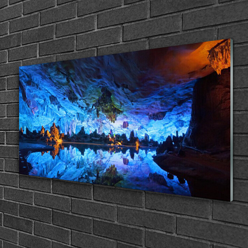 Landscape Mountain Lake 1 Piece Wall Art on Glass