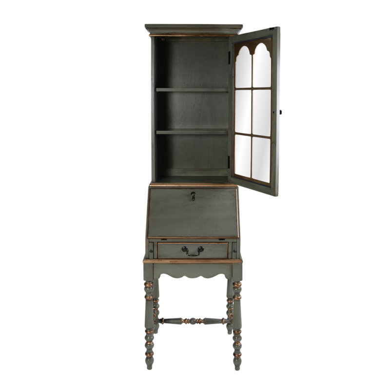 Gaen Secretary Desk with Hutch, Pastel Green