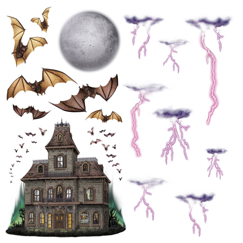 Halloween Haunted House & Night Sky Props
