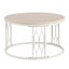 Table basse ronde en panneau de fibres à densité moyenne avec texture effet pierre, diamètre de 27,5 pouces. Table basse ronde pour le salon. Table basse ronde de style Wabi-Sabi avec pieds en métal robustes et assemblage facile.-129016839