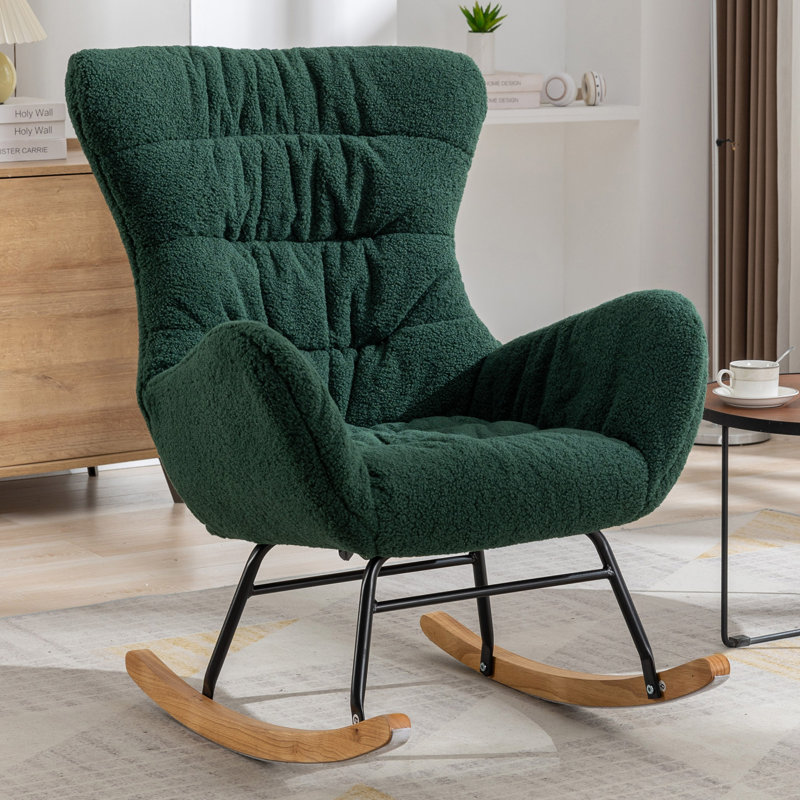 Chaise berçante rembourrée Lamond, Vert