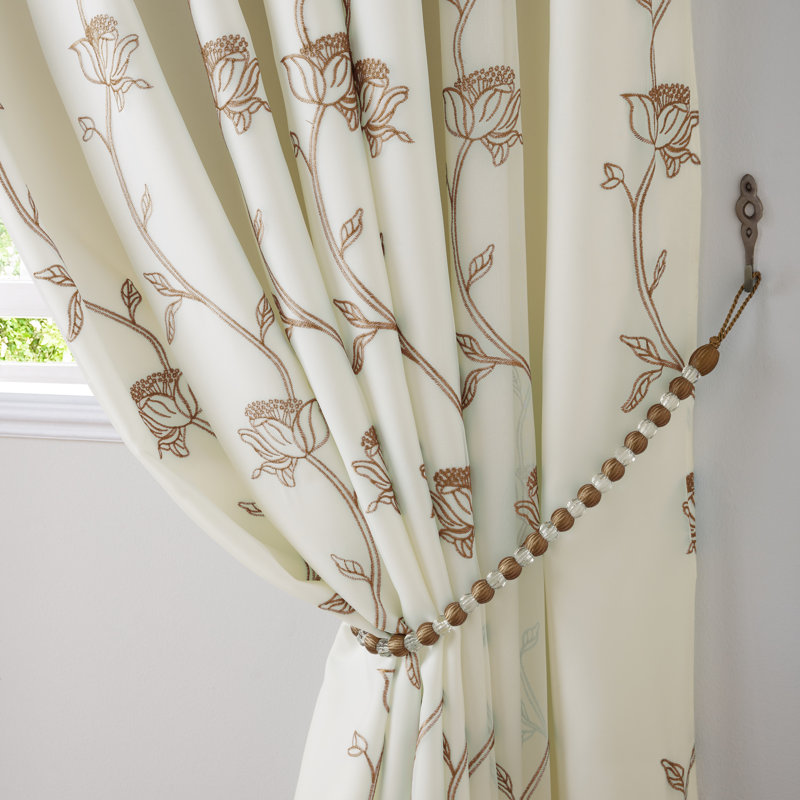 Cathryn Semi Sheer Curtain Pair, Width 229cm x Drop 229cm, Latte