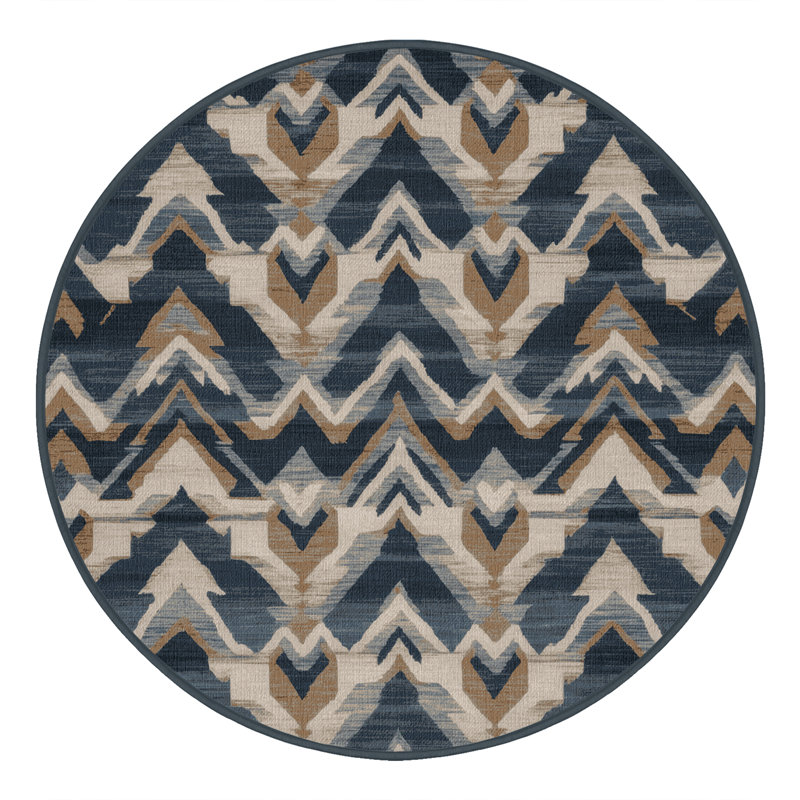 Tapis persan gris lavable à la machine, Rond 3 pi