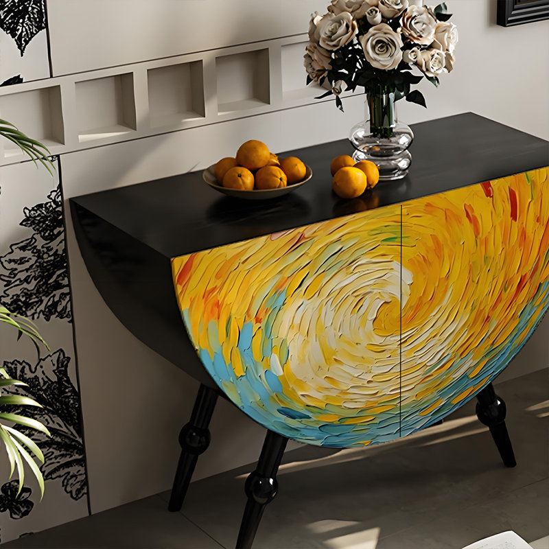 Armoire demi-ronde moderne en bois massif, Noir