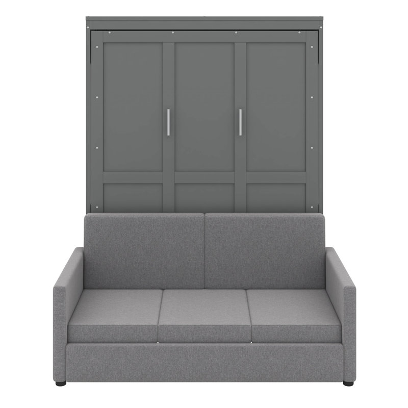Grand lit escamotable avec coussin, gris