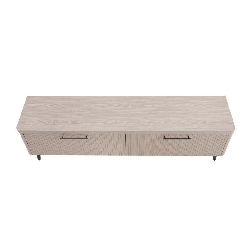Jodie 68.9" Mid-Century Modern TV Stand, White Washed Oak