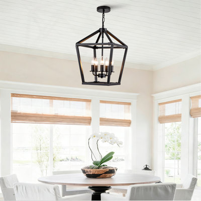 Luminaire de style lustre campagnard industriel à 5 lumières avec cage ouverte rustique et hauteur de suspension réglable, base E12 pour îlot de cuisine, salle à manger, vestibule, vestibule Farmhouse