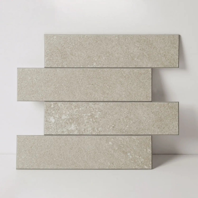 Carreau de métro à dosseret allongé en vinyle 10 po x 10 po, Beige calcaire